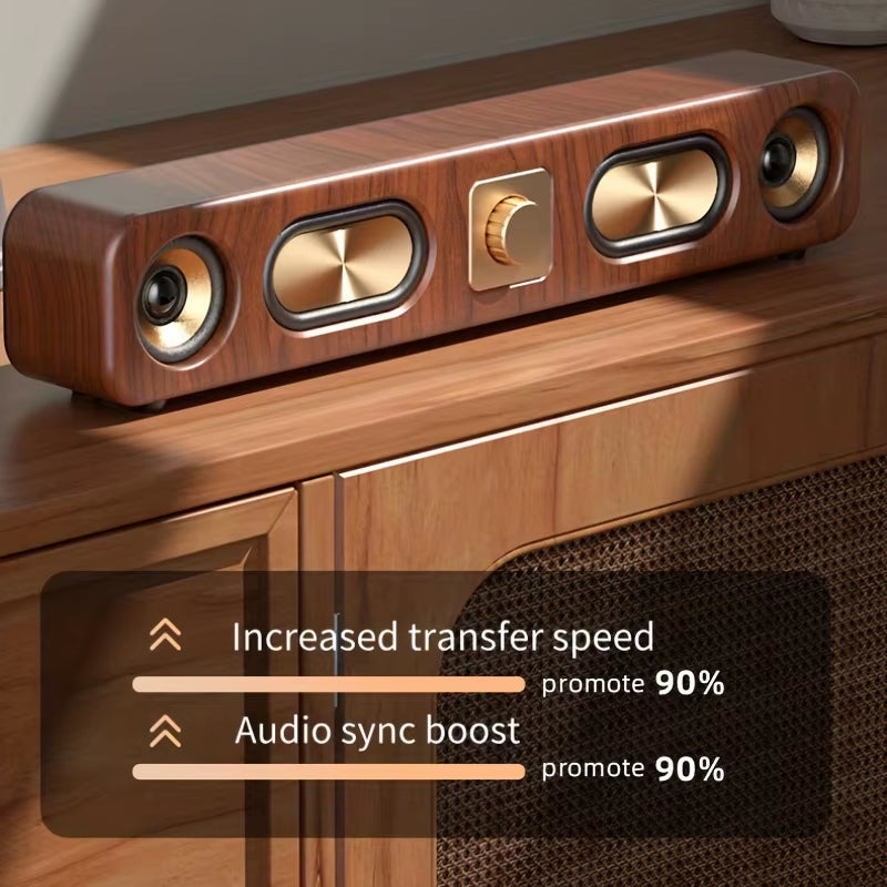 Desktop Wireless Speakers (Wood Grain), Portable Speakers, 3D Stereo and Subwoofer, Music, Movie Assisted Amplification Gifts