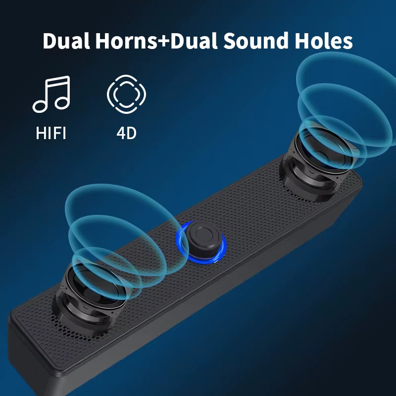 Long Desktop Dual Speakers Wired 1002, Wireless Bluetooth 3511, Usb-Powered, AUX 3.5Mm,Led Lights 3D Stereo Laptop TV Speaker