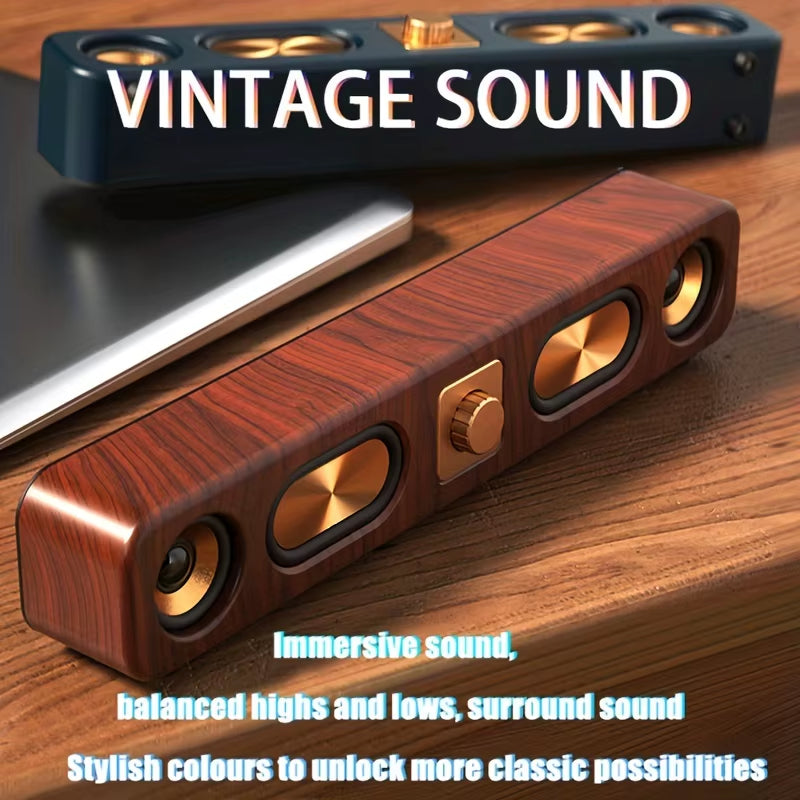 Desktop Wireless Speakers (Wood Grain), Portable Speakers, 3D Stereo and Subwoofer, Music, Movie Assisted Amplification Gifts