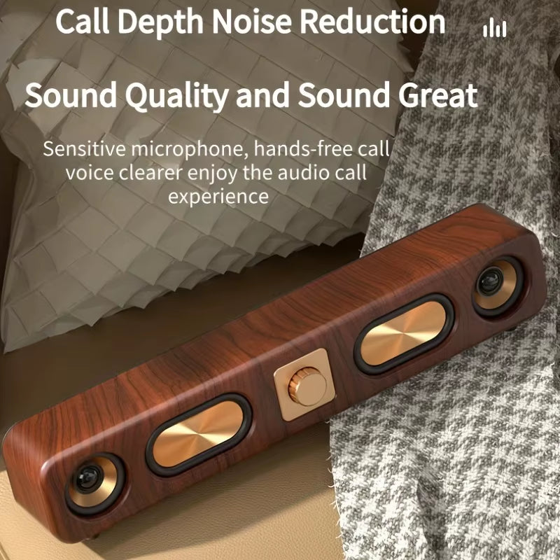 Desktop Wireless Speakers (Wood Grain), Portable Speakers, 3D Stereo and Subwoofer, Music, Movie Assisted Amplification Gifts